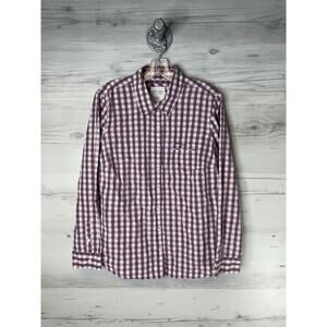 Sonoma Life + Style Shirt Womens Large Purple White‎ Gingham Button Down Cotton